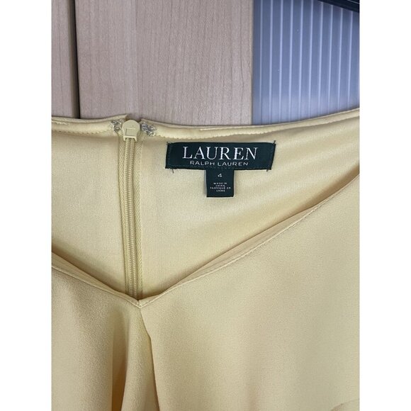 Lauren Ralph Lauren Womens Yellow Dress Sz 4 Off-The-Shoulder Evening Wedding - Picture 4 of 7